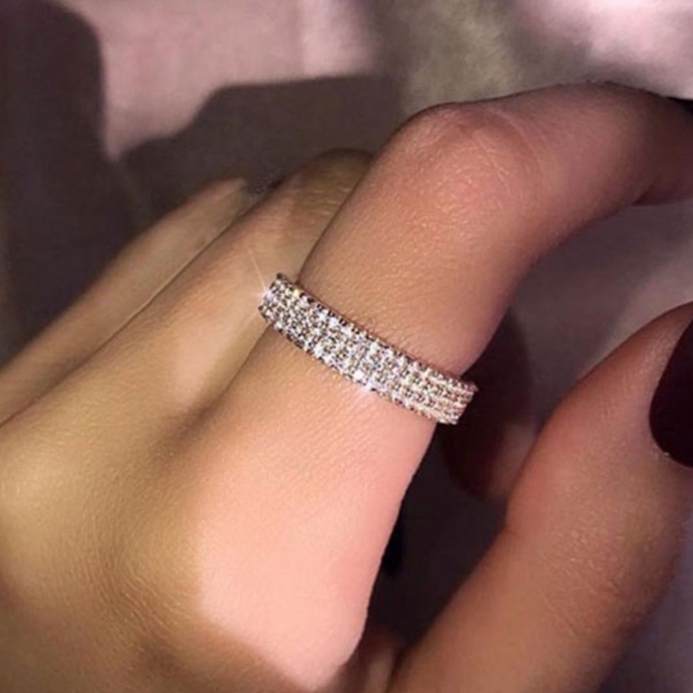 NEW 925 Silver Diamond Triple Full Eternity Ring - Picture 5 of 7